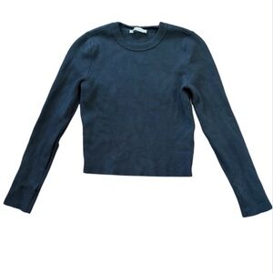 Abercrombie & Fitch Cropped Knit Sweater Top Small Black Long Sleeve